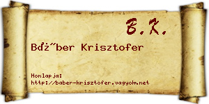 Báber Krisztofer névjegykártya